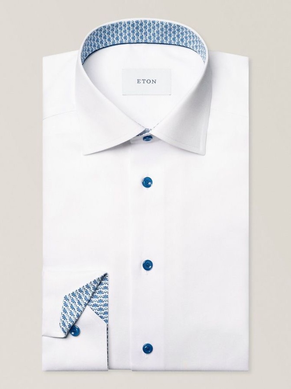 Eton Contemporary-Fit Floral Twill Dress Shirt Size 17,3/4